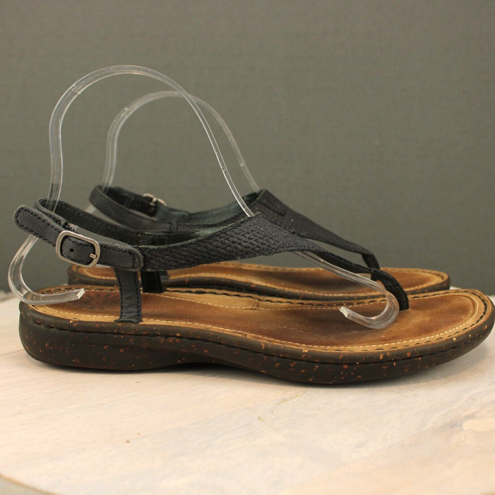 UGG Black and Brown Leather Thong Sandals